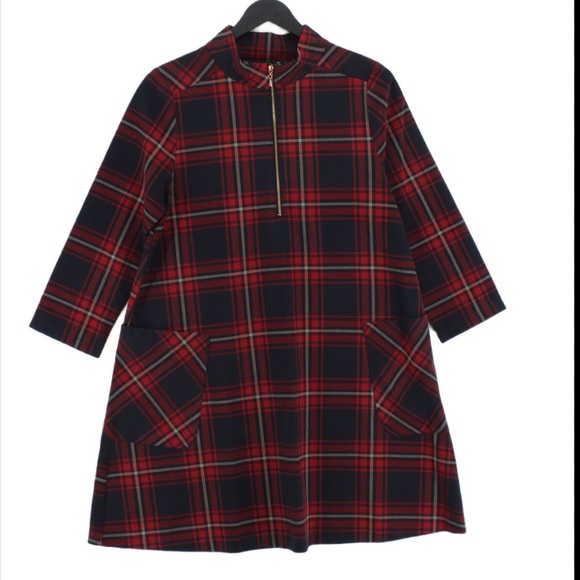 Zara Basic Holiday Red Plaid
Women's Long Sleeve Mini Dress - Picture 2 of 4